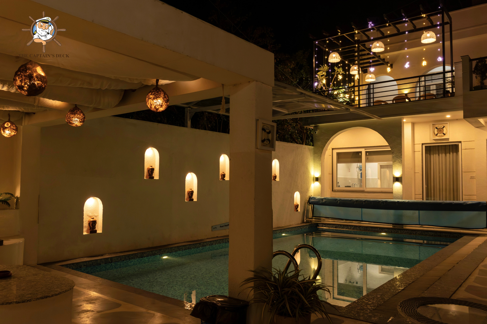 Cozy nighttime interior of the villa